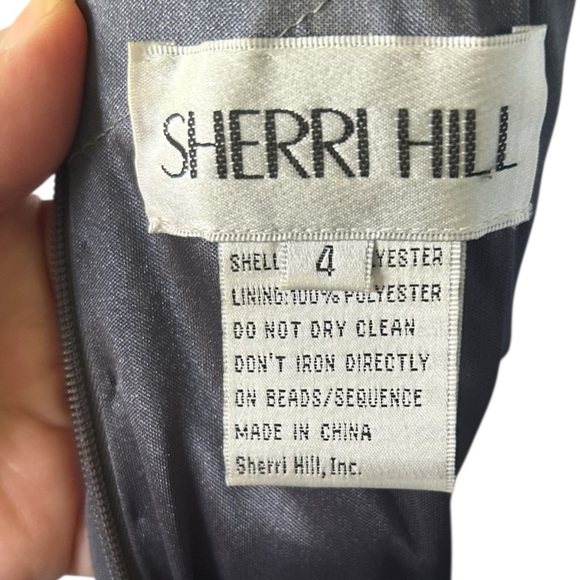 Sherri Hill Gun Metal Halter Gown Mermaid Trumpet Formal Gown Excellent Size 4 - Picture 6 of 9